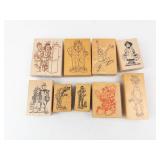 Vintage Rubber Stamp Lot - Cartoon Characters on Wood Blocks Vintage Rubber Stamp Lot - Cartoon Characters on Wood Blocks