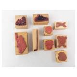 Vintage Wood Block Rubber Stamps - 9 Designs Vintage Wood Block Rubber Stamps - 9 Designs
