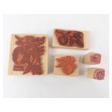 Peach Rosaceae Rubber Stamp Set - 5 Wooden Blocks Peach Rosaceae Rubber Stamp Set - 5 Wooden Blocks