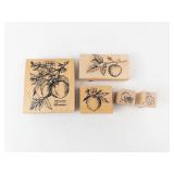 Peach Rosaceae Rubber Stamp Set - 5 Wooden Blocks Peach Rosaceae Rubber Stamp Set - 5 Wooden Blocks