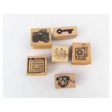 Rubber Stamp Set - 6 Assorted Wooden Blocks (Lot of 6) Rubber Stamp Set - 6 Assorted Wooden Blocks (Lot of 6)