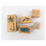 Stampin' Up! Relax Rubber Stamp Set on Wood Blocks - Palm Tree, Dolphin, Waves, Flip Flops Stampin' Up! Relax Rubber Stamp Set on Wood Blocks - Palm Tree, Dolphin, Waves, Flip Flops