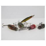 Lot of Vintage Mostly Wooden Fishing Lures & 2 Reels