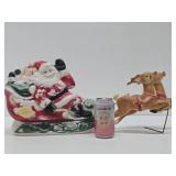 Old Vintage Santa Claus w/Reindeer Blowmold