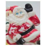 Old Vintage Santa Claus w/Reindeer Blowmold