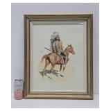 Nicely Framed Old Vintage Frederic Remington Print - "A Sioux Chief"