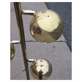 Working Vintage Mid Century Brass 3-Shade Orb Floor Lamp