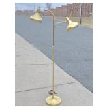 Working Vintage Mid Century Brass Dual Pierced Shade Floor Lamp