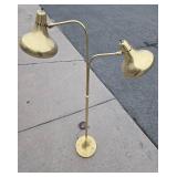 Working Vintage Mid Century Brass Dual Pierced Shade Floor Lamp