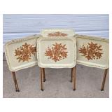 Nice Set of 4 Mid Century Metal Toleware TV Trays w/Stands