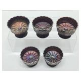 Nice Group of 5 Vintage Dugan Carnival Glass Pedestal Bowls