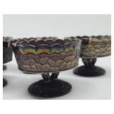 Nice Group of 5 Vintage Dugan Carnival Glass Pedestal Bowls