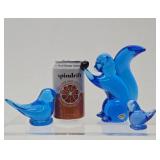 Vintage FM KONSTGLAS Blue Birds & Squirrel - Sweden