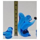 Vintage FM KONSTGLAS Blue Birds & Squirrel - Sweden
