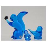 Vintage FM KONSTGLAS Blue Birds & Squirrel - Sweden