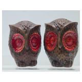 Large Mid Century Ceramic Owl Salt & Pepper Shakers