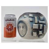 Very Cool Signed Vintage Nikos Dazelidis Ceramic Face Sculpture Vase