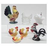 Collection of Vintage Ceramic & Glass Chicken/Rooster Items