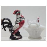 Collection of Vintage Ceramic & Glass Chicken/Rooster Items