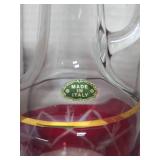 New in Box Vintage Italian Cranberry Glass Decanter Set w/Glasses