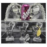 Nice Group of Vintage Mid Century Crystal/Glass Horsehead & Horses