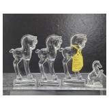 Nice Group of Vintage Mid Century Crystal/Glass Horsehead & Horses