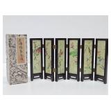 Small Vintage Oriental Folding Table Screen w/Original Box