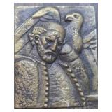 Signed Vintage Deco Brass Small Sculpture & Old Art Nouveau Brass Ring or Pill Box