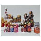 Large Lot of Handpainted Russian Matryoshka & other Nesting Dolls