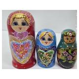 Large Lot of Handpainted Russian Matryoshka & other Nesting Dolls