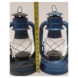 2 Vintage DIETZ Air Pilot Blue Lanterns