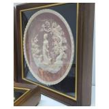 3 Vintage Framed INCOLAY Stone Plates