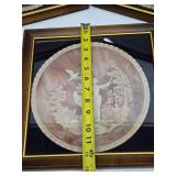 3 Vintage Framed INCOLAY Stone Plates