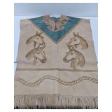 Excellent Vintage Handmade Mexican Leather Horse Coat / Poncho