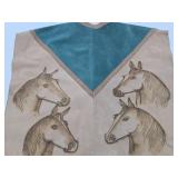 Excellent Vintage Handmade Mexican Leather Horse Coat / Poncho