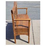Lovely Vintage Quartersawn Oak Bench w/Storage Seat