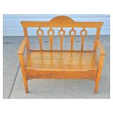 Lovely Vintage Quartersawn Oak Bench w/Storage Seat