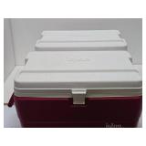 2 Very Nice Condition Matching COLEMAN Coolers - Red