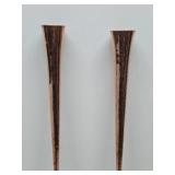 Pair of LARGE Vintage Hammered Copper & Brass Hunting Horns