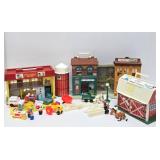 Very Nice Group of Vintage Fisher Price Little People Buildings & Accessories