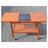 Outstanding Signed Mid Century Danish Modern Expandable Teak Bar Cart