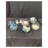 Glass Bowl Candle Holders with Pebbles