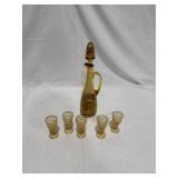 Vintage Amber Glass Decanter Set