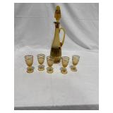 Vintage Amber Glass Decanter Set