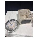 Decorative Crates & Wall Clock Lot