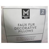 2 Faux fur decorative pillows...