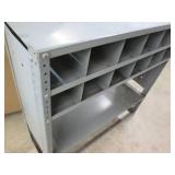 Metal shop shelf with storage cubbi...