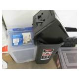 Assorted plastic storage bins, all ...