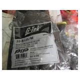 Box of protective gloves, ear muffs...