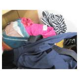 Box of clothes, fabric and other it...